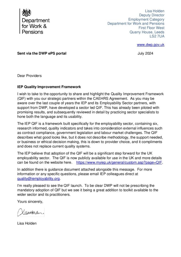 image of a letter from DWP